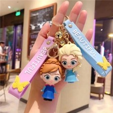 Princess Elsa, Anna Anime Keychain 3D Frozen Silicone Pendant Keyring Accessorie