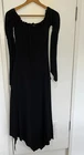 Party Resille Black Goth Morticia Dress Point Sleeves Stretch 10