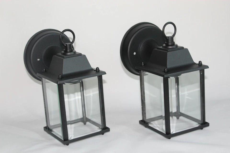 2x Luzes de varanda Suporte de Parede Lanterna de Parede Externa Impermeável Metal Vidro Transparente NOVO - Imagem 3 de 4