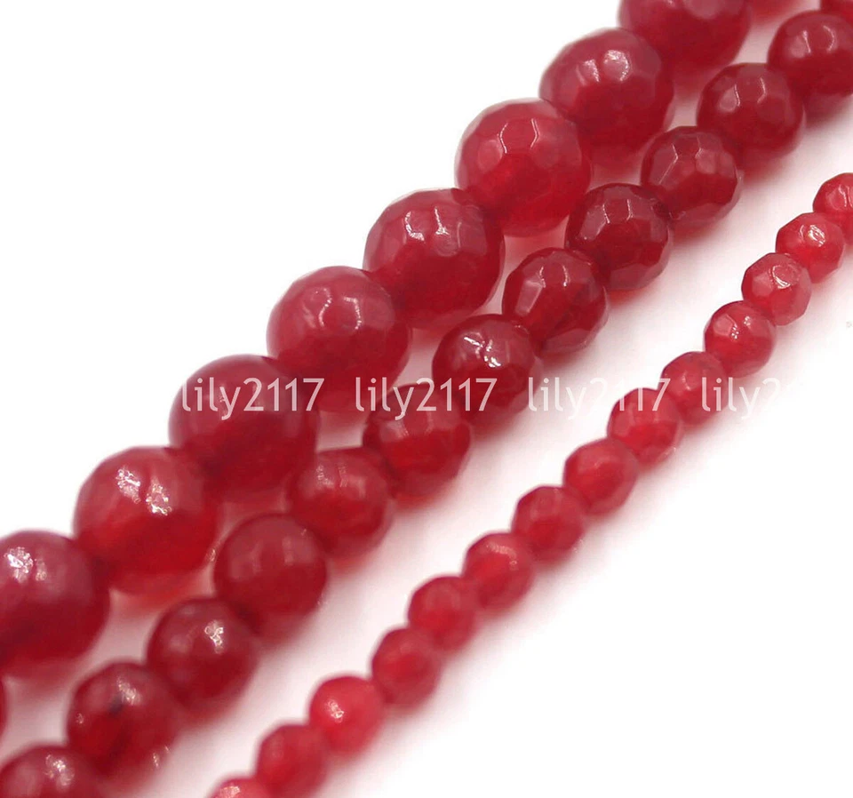 Cuentas sueltas redondas de piedras preciosas de jade facetadas multicolores de 4/6/8/10 mm filamento AA de 15"" Foto 3 de 4