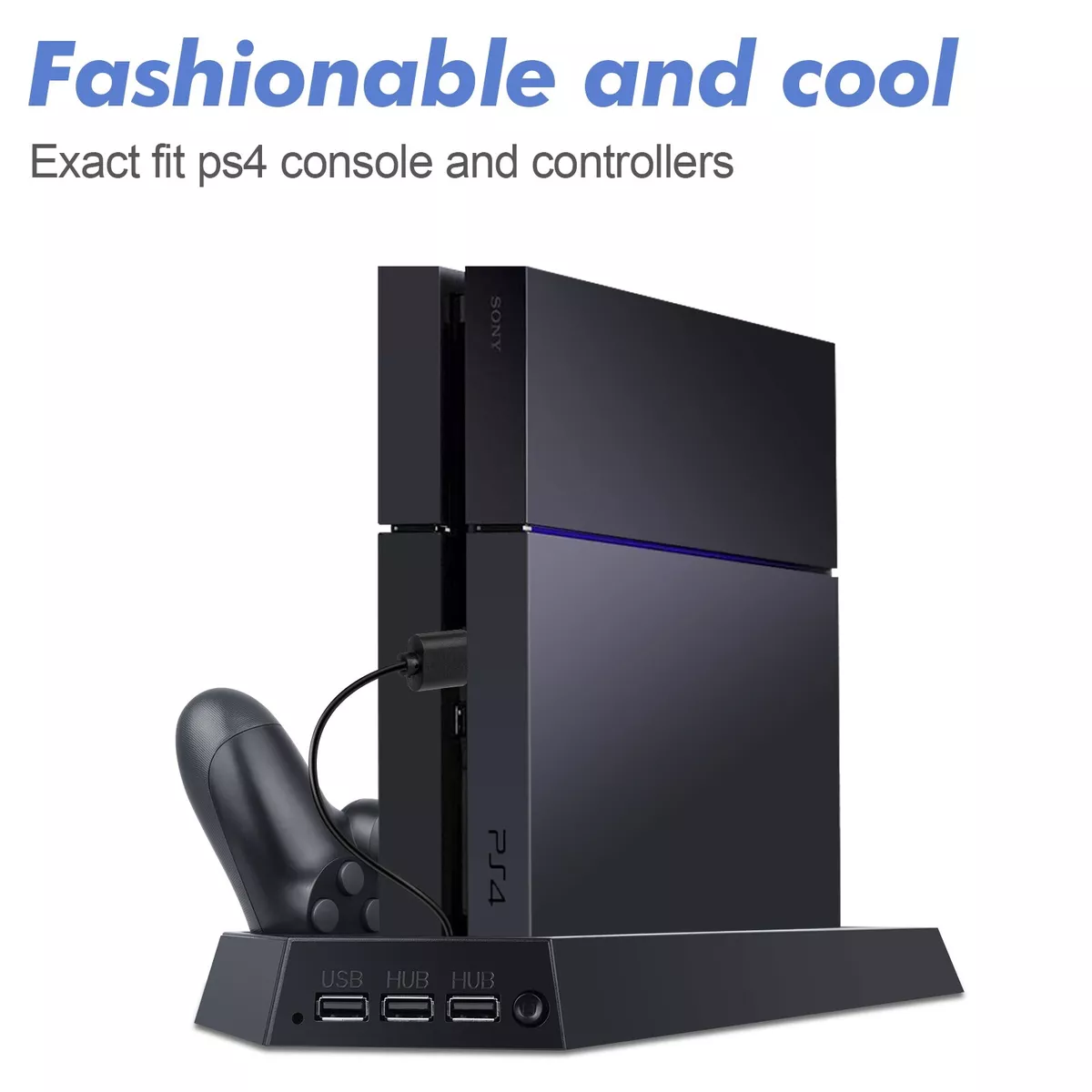 For PS4 PlayStation 4 Stand Cooling Fan Controller Dual Charging
