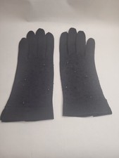 Vintage Women Crescendo Leather Tailored Finely Woven 6 1/2 Black Gloves.