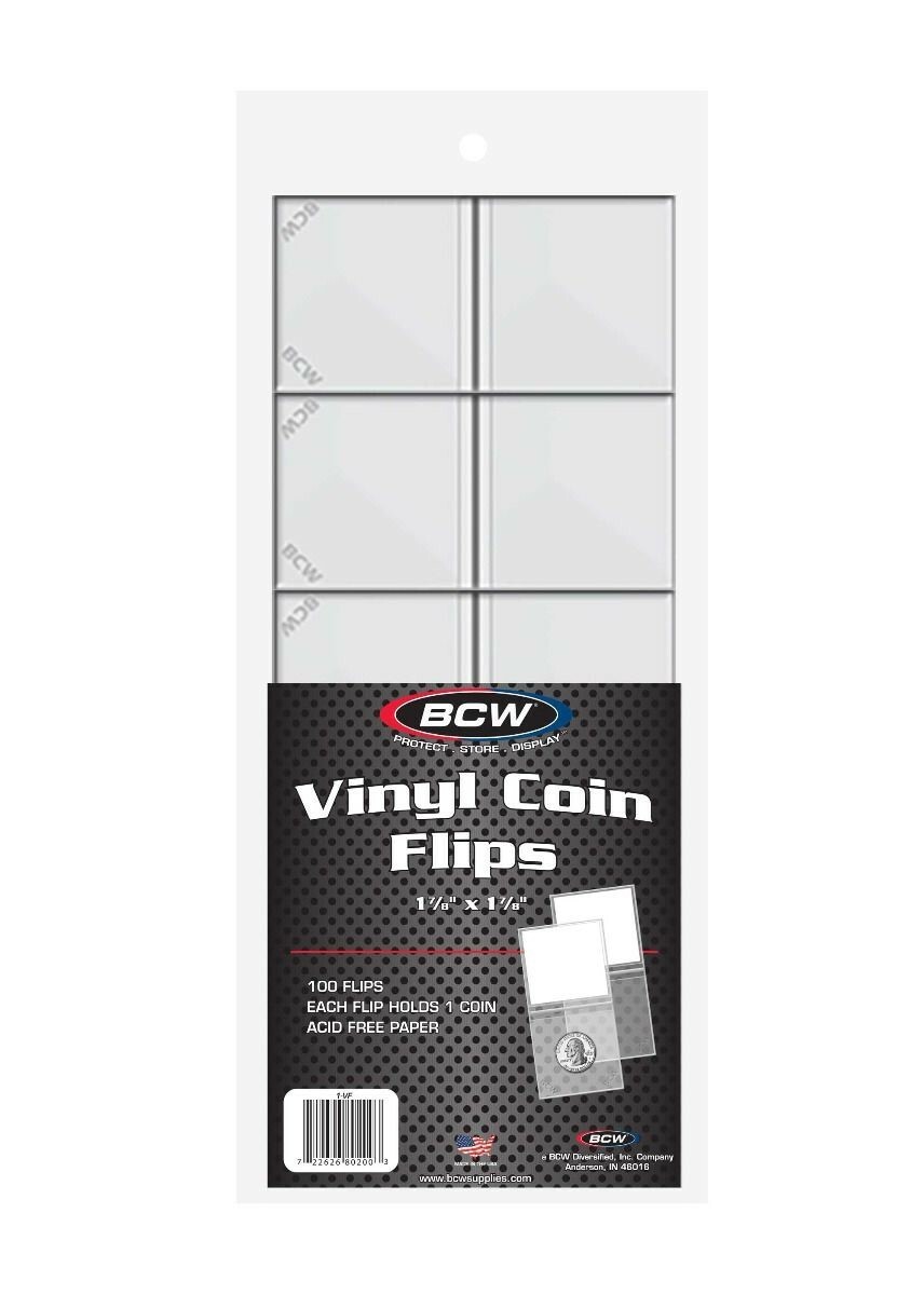 BCW 2X2 Vinyl Coin Flips 5 Packs 500 Double Pocket Clear Holders