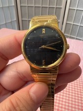 Vintage Citizen Quartz Gold Toned 6030 914147 CK SS Band Black Dial 12