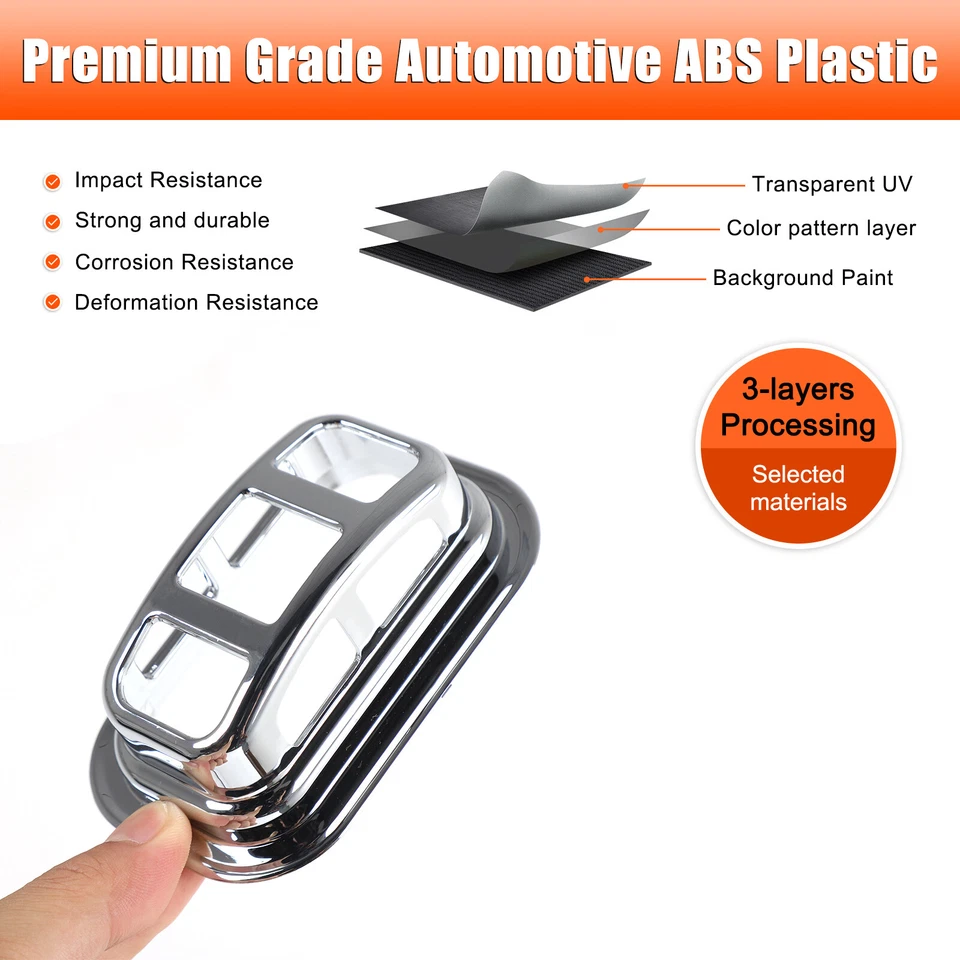 ABS Silver Front & Rear Roof Light Guard Cover Trim For Hummer H2 2003-2009 - Image 4 of 4