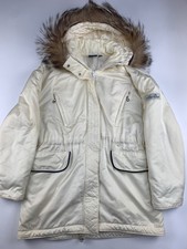 Ellesse Padded Cream Coat Removable Fur Hood Uk12