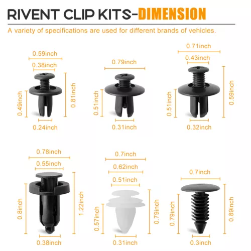 For Jeep 100Pcs Car Bumper Hood Clips Retainer Rivet Fastener Fender Push Pin - Picture 5 of 10