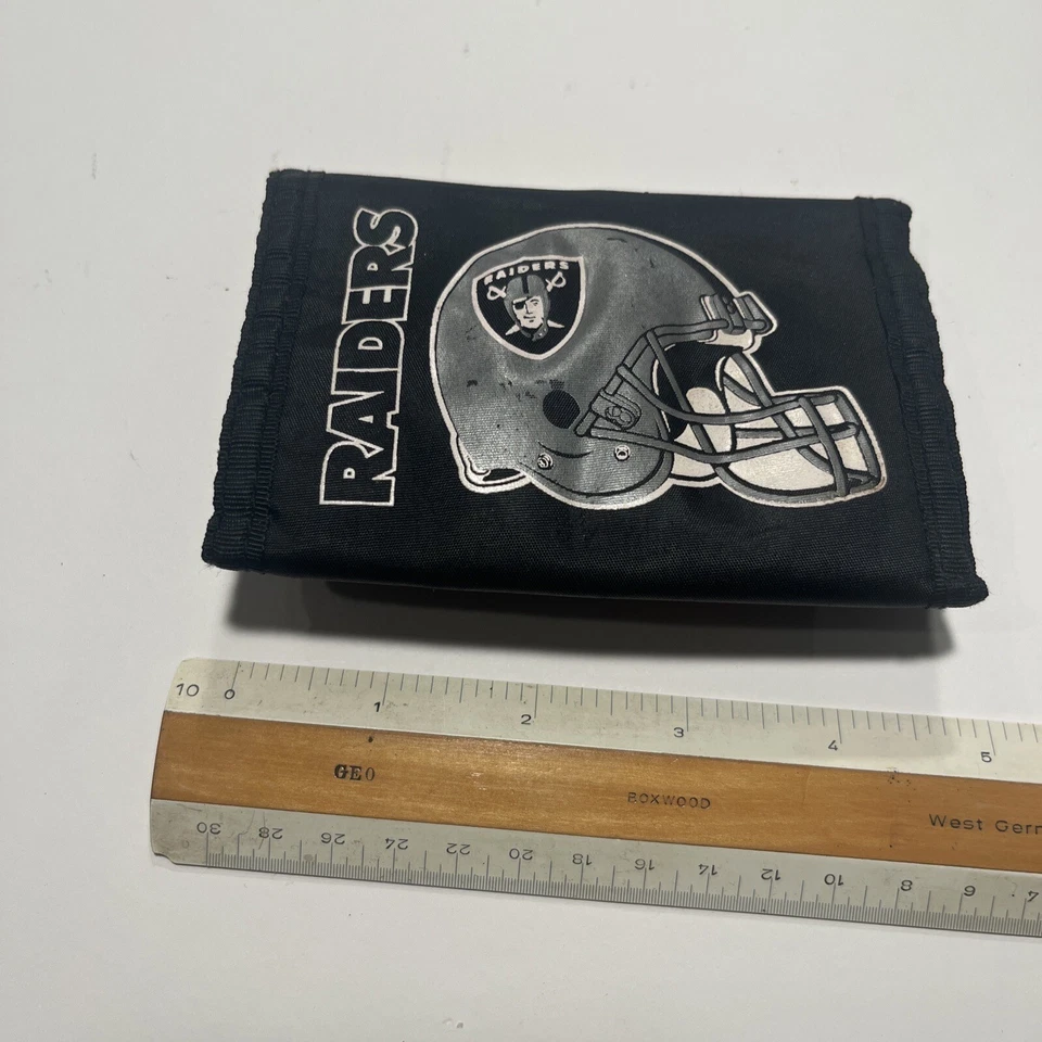 Vintage 1990’s Era Oakland Raiders Hook And Loop Nylon Tri Fold Wallet - Image 3 of 4