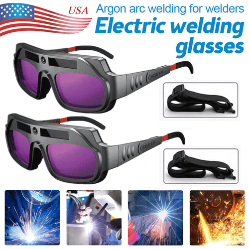 2-Sets Auto Darkening Welding Goggles w/Strap Glasses Helmet Mask Sprayproof - Picture 4 of 9