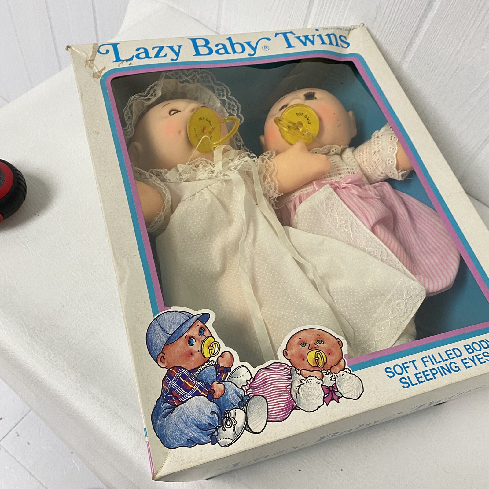 Vintage 90s Uneeda Lazy Baby Twins Soft baby dolls by pacifiers in Box eBay