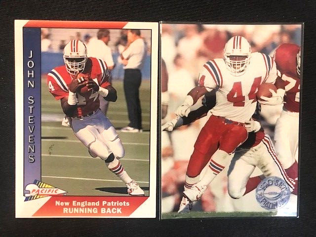 NFL - John Stephens 1991 Pacific & 1991 Pro Set Platinum Football - Patriots