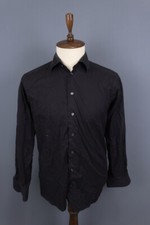 Eton Slim Fit Black Long Sleeve Button Down Dress Shirt Size 16 41 L