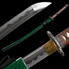 Katana Full Tang Handmade Japanese 1095 Carbon Steel Green Samurai Sword