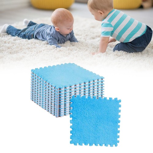 Plush Foam Carpet Tiles 10pcs Interlocking Floor Mat Fashionable Soft For - Picture 10 of 12
