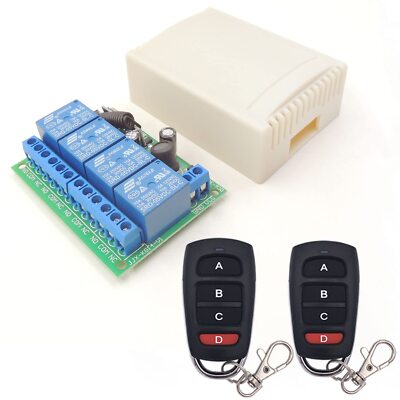 DC 12V 24V 4CH Wireless Remote Control Switch DC 6-30V 10A 4-Channels 433Mhz ...