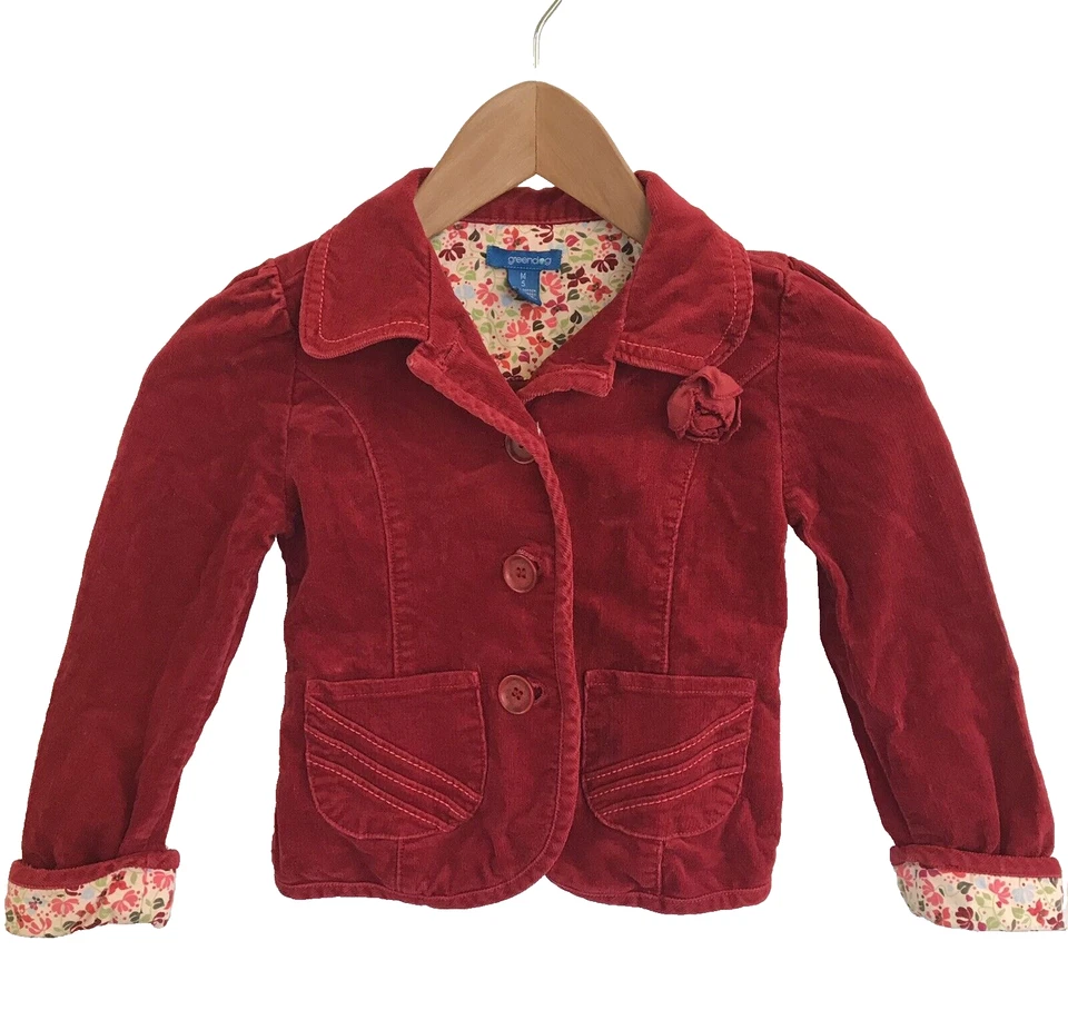 Blazer de veludo Greendog jaqueta terno casaco médio meninas médio 5 vermelho - Imagem 3 de 4