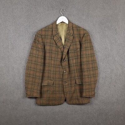 Vintage GIEVES HAWKES Blazer Jacket Mens 44R Tweed Houndstooth 