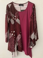 Attitudes by Renee Petite Illusion Como Jersey Tunic-Burgundy (sz PS) A458799 