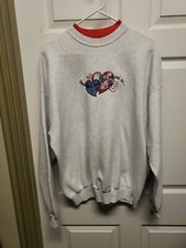 Vtg 90's Sweatshirt Size XL Gray Red Grandmas Love Hearts Long Sleeves