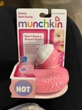 Munchkin Safety Bath Ducky Hot Water Alert Pink Rubber Duck Susan Komen LE New