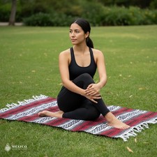 Mexican Falsa Sarape Blanket Durable Acrylic Throw for Yoga Beach