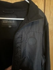 New! Mens Perry Ellis Portfolio Black Fleece Jacket Size XL