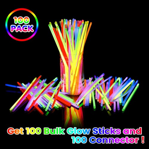 Glow Sticks Bulk Party Favors 100 Pack 8" Glow in the Dark Party Supplies Lig... - Afbeelding 3 van 7