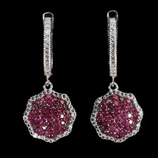 925 Sterling Silver Earrings Ruby Myanmar Round Diamond Cut White Topaz Gemstone