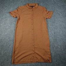 Vero Moda Dress Women Small Brown Tencel Lyocell Button Short Sleeve Knee Length