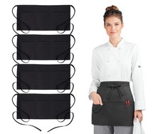 Server Aprons with 3 Pockets 100 Polyester Waist Apron, 24x12 Inch Half