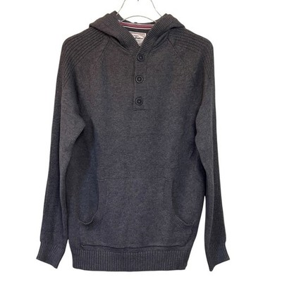 Flag & Anthem Men's Gray Hoodie 1/4 Button Sweater Size S Kangaroo Pocket New