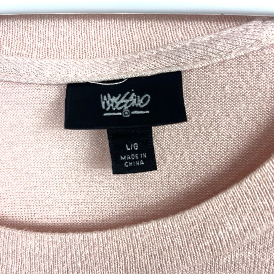 女式 Mossimo 圆领纯色粉红色短袖高低下摆 L — 第 2/4 张图片