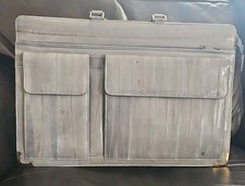 Briefcase Laptop Messenger Bag Vintage Attache Case Eel Skin Grey