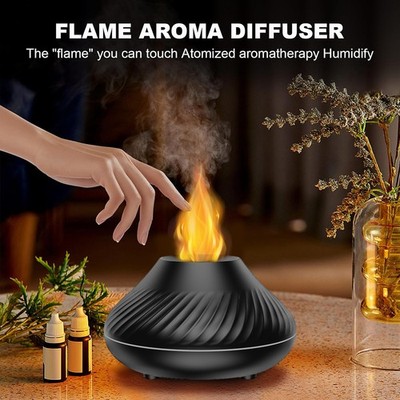 Cute Aroma Volcano Fire Flame Diffuser Humidifier Aromatherapy Essential Oil USB