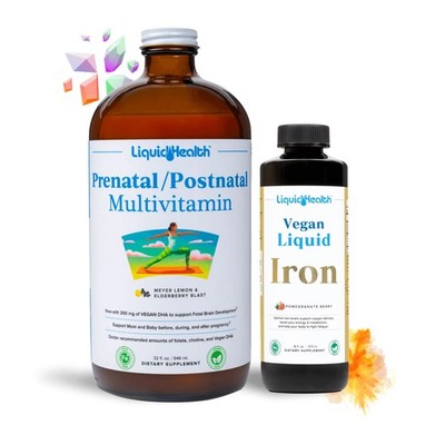 LIQUIDHEALTH Prenatal Baby Booster Pregnancy Vitamin Bundle - Vegan Womens Pr...