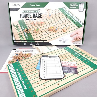 DERBY DASH TABLETOP HORSE RACE WOOD BOARD GAME GO SPORTS PREMIUM GAMES Complete