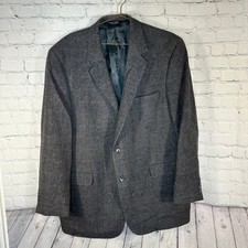 Jos A Bank Gordon 100 Camel Hair Blazer 46 Long Gray Herringbone Windowpane Men
