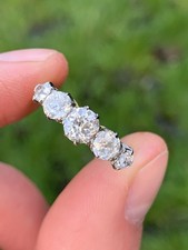 18Ct Gold Diamond 1.75 Ct Old Cut Antique Large Five Stone Ring 