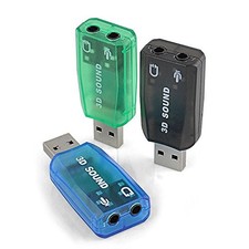 VizGiz 3 Pack USB Sound Card Adapter 5.1 Channel 3D External USB to 3.5MM 1/8 Au