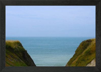 Gerahmtes Wandbild Poster Leinwanddruck Bild Meerblick von Klippen