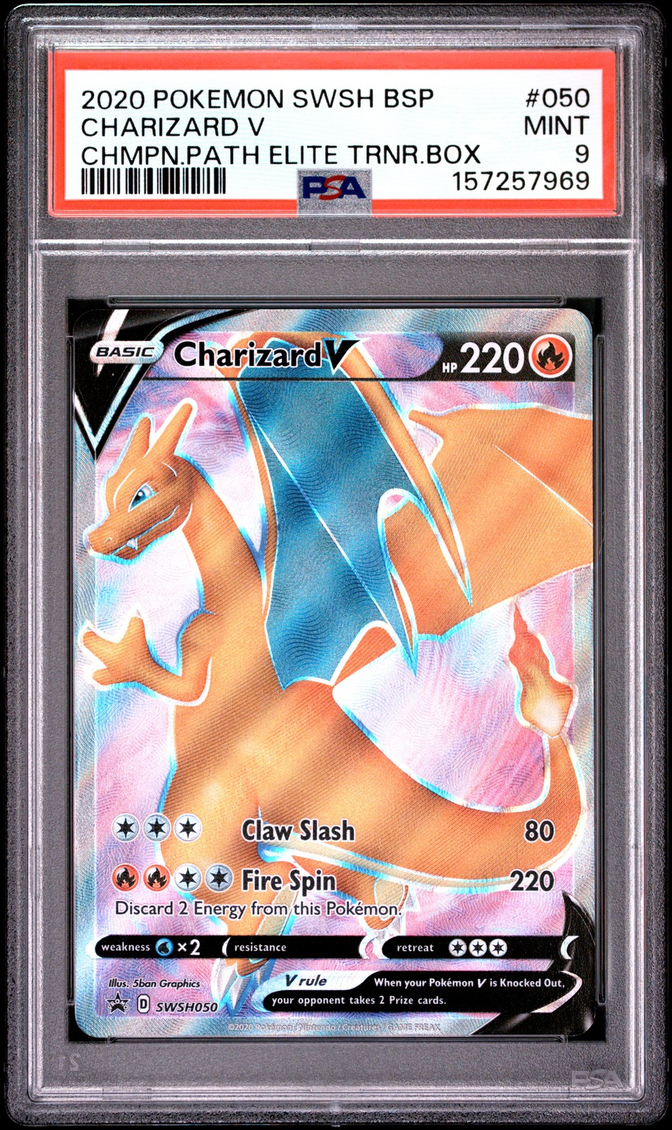 2020 POKEMON SWSH BLACK STAR PROMO #050 CHARIZARD V PSA 9