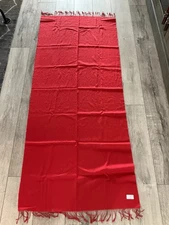 Red Pashmina Scarf With Fringe. 100% Super Acrylic. 72”x32”. Excellent Condition