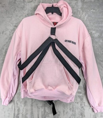 Get Some Sleep Pink Hoodie XXL O-Ring Harness Straps Statement Streetwear