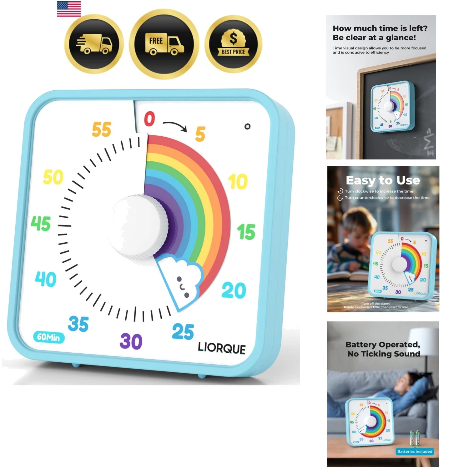60 Minute Visual Timer for Kids and Adults, Non-Ticking 7.5 Inch Large Visual...
Opens in a new wind