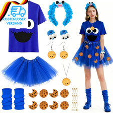 Krümelmonster Kostüm Damen, Kekse Monster Kostüm Set Mit Monster T-Shirt, Blauem