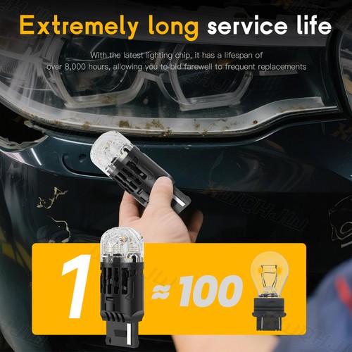 7443 7440 7444 LED Amber Yellow Light Bulbs Turn Signal Parking DRL 3000K - Picture 7 of 9