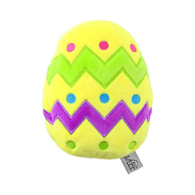 Plush Easter Egg Dog Toy with Squeaker (Yellow)-Large