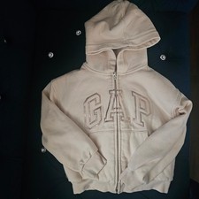 Gap Kids Girls Cream Sherpa Lined Zip Up Hoodie Rose Gold Logo Size M 8 130cm