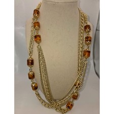 Sarah Coventry Multi-Chain Necklace Large Strand Golden Lanterns Fair Jewelry