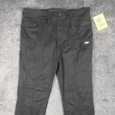 Dickies Cargo Trousers Black Size 38 W38 L33 Men's Pockets Combat Work New